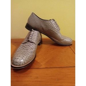 Men's Stacy Adams Anaconda Print Leather Oxfords - Size 10.5 / Grey